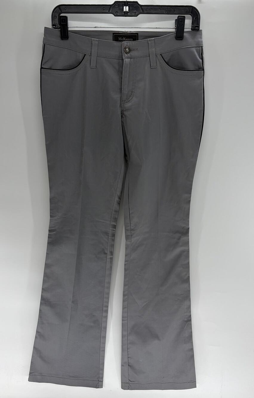 McKenna women's grey flare pants (34L X 30W) with black side stripe